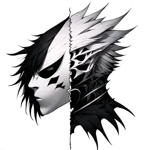 Ichigo hollow mask split tattoo design idea