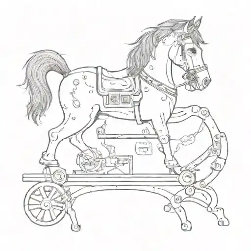 a rocking horse  combining a sewing machine tattoo design idea