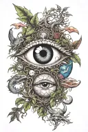 eyeball,pyramid,dragon coil,rose,big tree of life,waterfall,moon,whale,nasty,crow, snakes,earth,mushrooms,marijuana leaf tattoo design idea