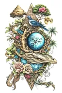 eyeball,pyramid,dragon coil,rose,big tree of life,waterfall,moon,whale,nasty,crow, snakes,earth,mushrooms,marijuana leaf tattoo design idea