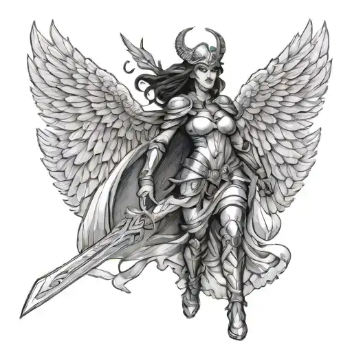 valkyrie taking soul leaving the body tattoo design idea