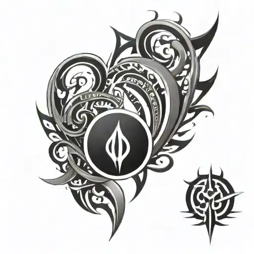 Tribal cyber sigilism tatoo that forms an omega symbol dropping down tattoo design idea