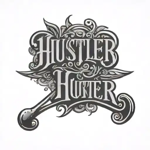 Hustler blackwork lettering tattoo tattoo design idea