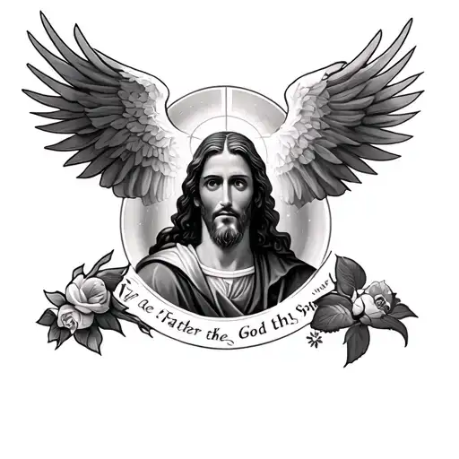 Create a holy trinity tattoo of God the Father the Son and the Holy Spirit tattoo design idea