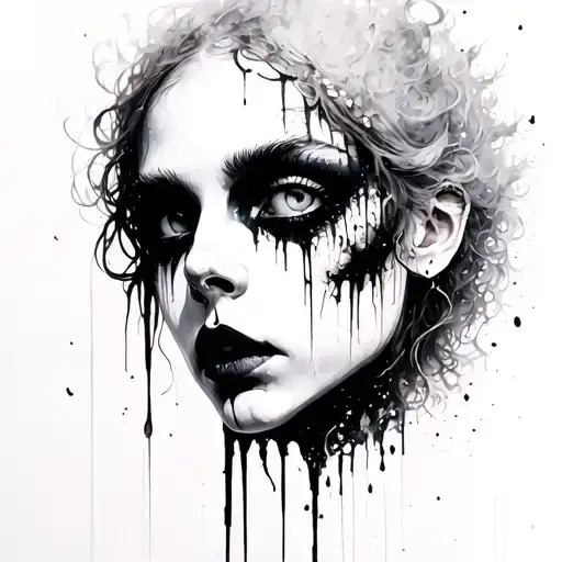 Aquarius, goth style, acrylic color painting, highly detailed face, art by Banksy and carne griffiths and Agnes Cecile, tattoo design idea