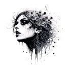 Aquarius, goth style, acrylic color painting, highly detailed face, art by Banksy and carne griffiths and Agnes Cecile, tattoo design idea