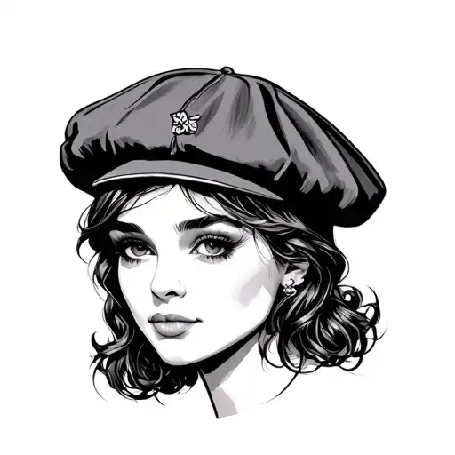 beret had with a sewing machine tattoo design idea