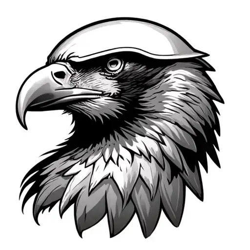 US Army Infantry helmet merging with a majestic bald eagle tattoo design idea