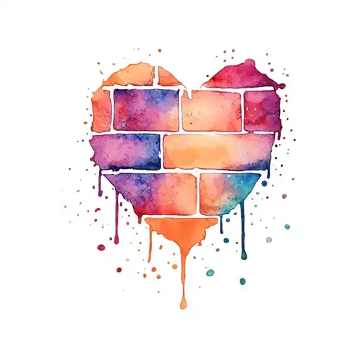 Brick wall colourful  tattoo design idea