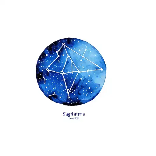 constellation tattoo of the night sky on Nov 28, 1992 with Sagittarius glyph tattoo design idea