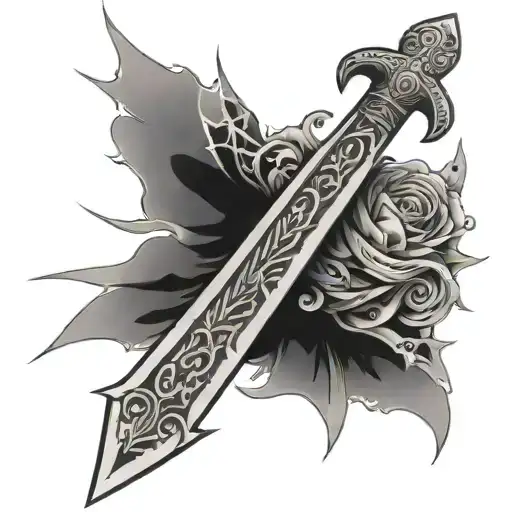 A Sword, Cybersigilism, With Occult Theme Tattoo  tattoo design idea