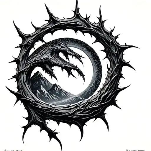 mountain, thorn, enso tattoo design idea