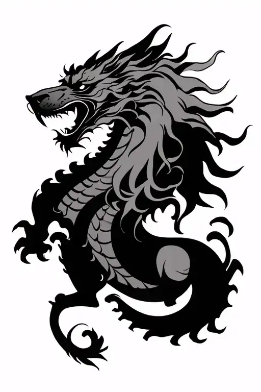 half dragon half lion shin tattoo design tattoo design idea