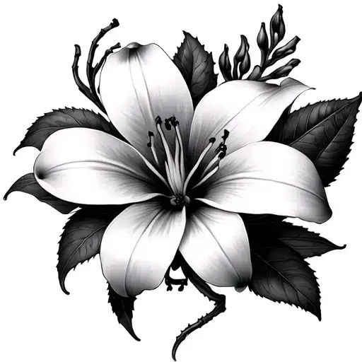 spider flower Lilia and Scorpio tattoo design idea