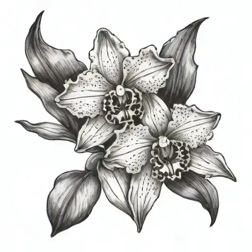 cattleya wildflower with cattleya written underneath tattoo design idea