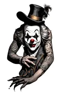 traditional horror movie clown sleeve tattoo featuring terrifier, it, and Captain Spaulding  tattoo design idea