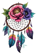 dreamcatcher flowers tattoo design idea