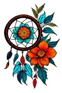 dreamcatcher flowers tattoo design idea