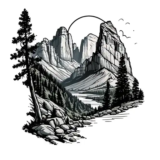 Zion national park fine line tattoo tattoo design idea