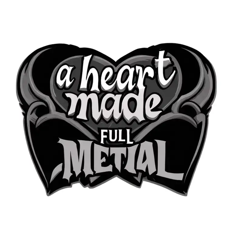 I want a chest tattoo design  for a male that says” a heart made full metal” in Chicano letters (make it look cool) tattoo design idea