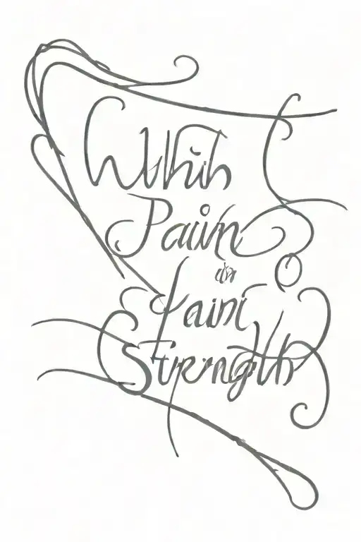 with pain comes strength in lowercase cursive tattoo design idea
