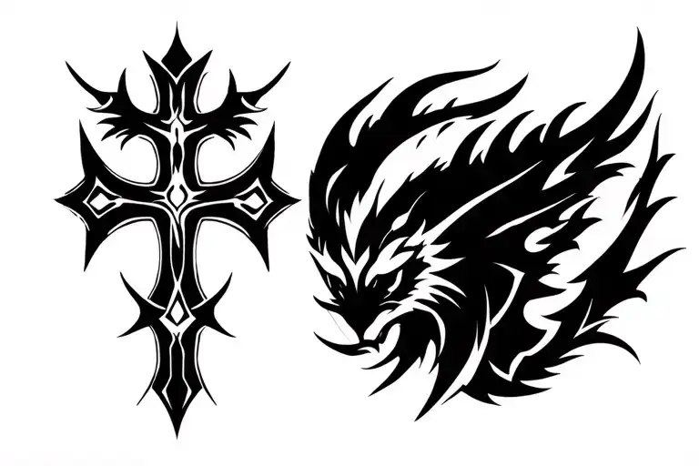 chrollo cross and oroboros cybertribal tattoo design idea
