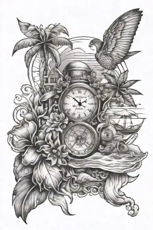 beach theme tattoo design idea