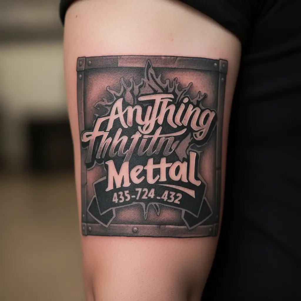 "AnythingMetal 435-724-4252 " "AnythingMetal " mig welder tattoo design idea