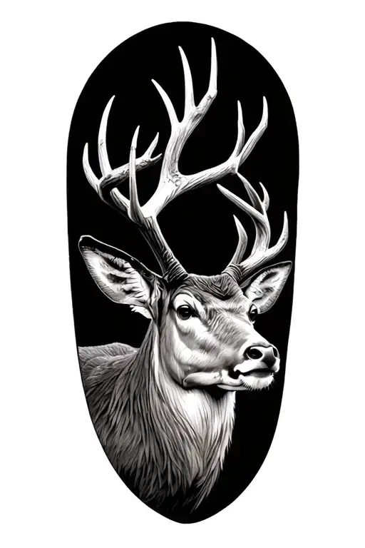 white tail deer with turkeys and arrows heads tattoo design idea