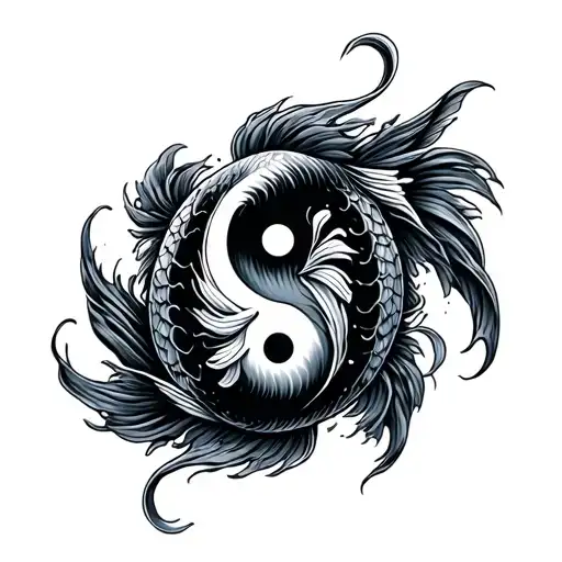 yin yang avatar koi fish swimming tattoo design idea