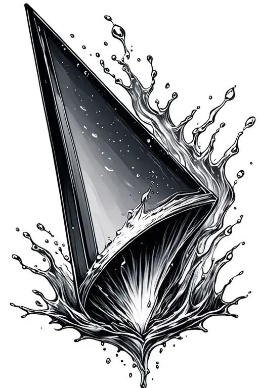 upside down trianlge with water flowing out of the tip. tattoo design idea