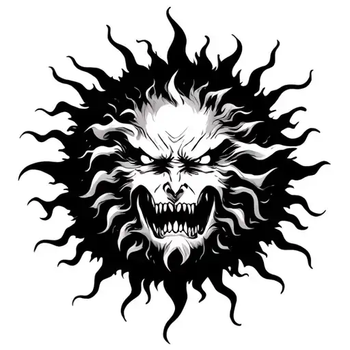 angry sun tattoo design idea