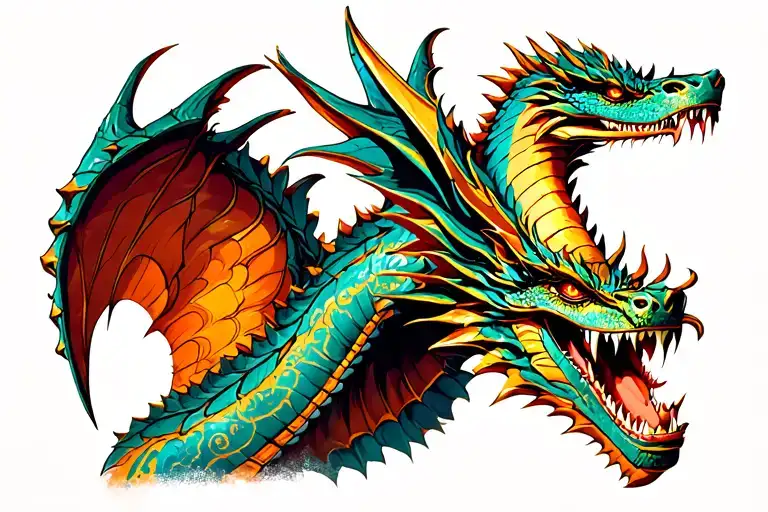 gladiators And dragon tattoo design idea