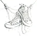 Chuck Taylor shoes hanging from a powerline tattoo design idea