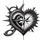 couples tattoo of a compass make up of a broken heart  tattoo design idea