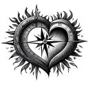 couples tattoo of a compass make up of a broken heart  tattoo design idea