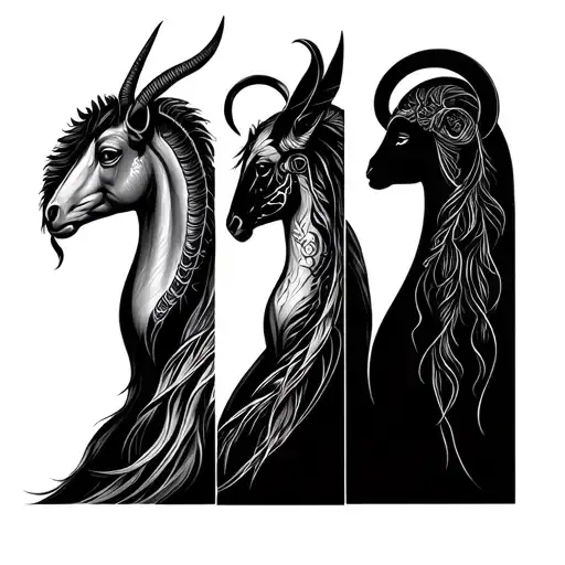 three zodiac signs, Capricorn, Aries and Virgo in that order separately not figures but literally tattoo design idea