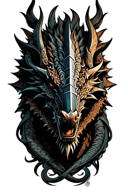 Celtic dragon knight  tattoo design idea