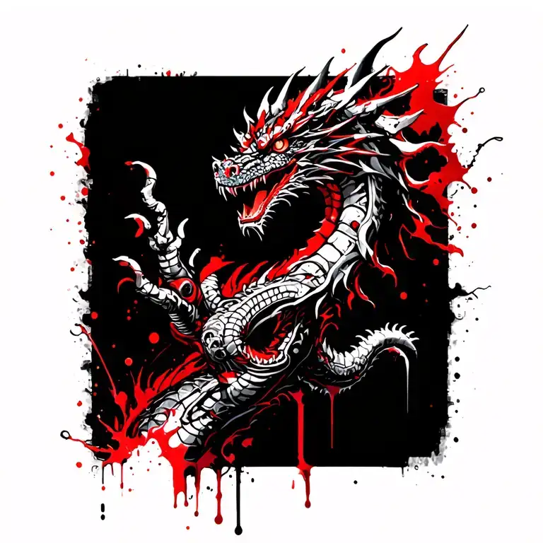 Mechanical dragon around the hand tattoo design idea