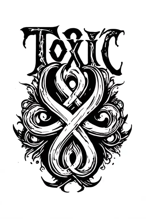 "Toxic" toxic symbol incorporated within tattoo design idea