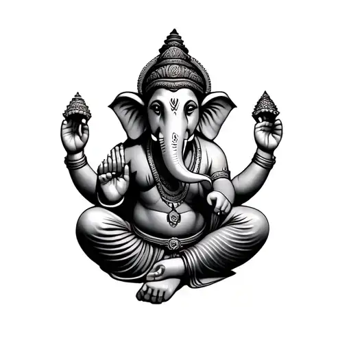 lord ganesha sitting tattoo design idea