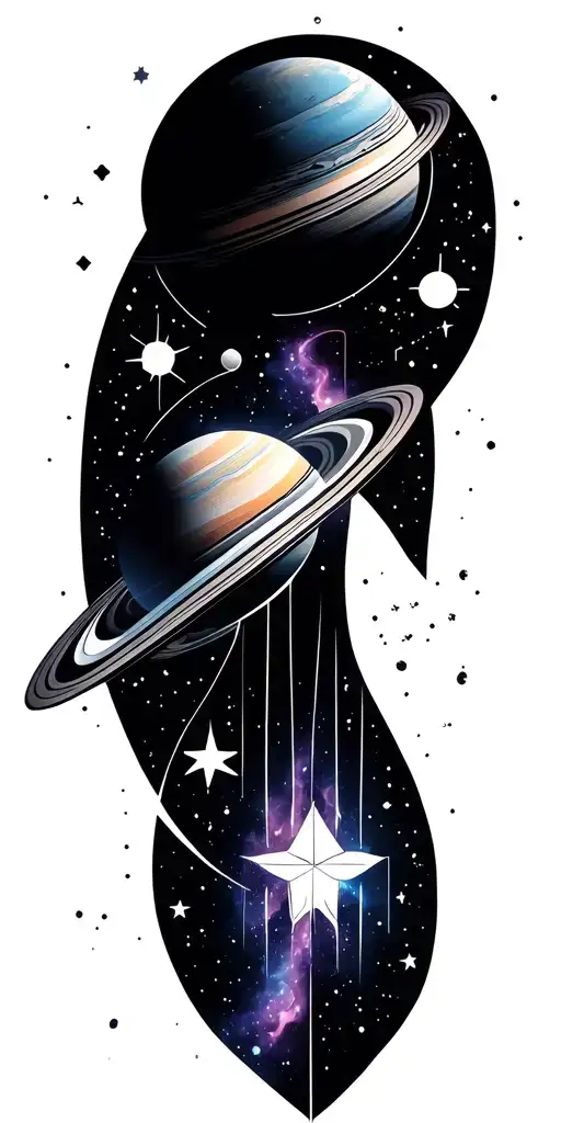planets stars and nebulas tattoo design idea