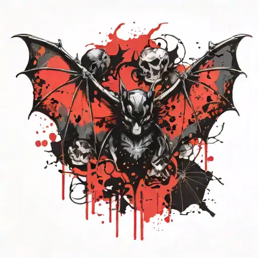 bat and vampire  tattoo design idea
