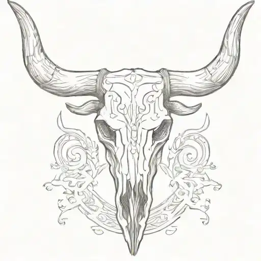 Longhorn bull skull tattoo design idea