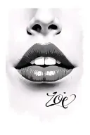 lips with name zoë tattoo design idea