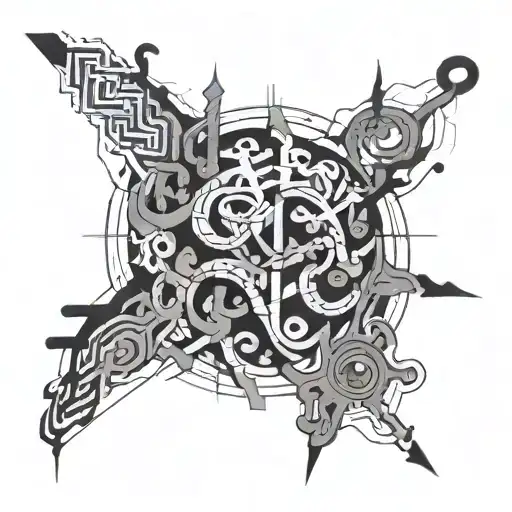 asemic sigilism writings incorporating elements tattoo design idea