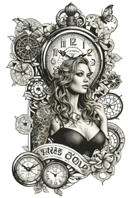 Honeycomb pattern Sexy woman Money Clock the word Thomas tattoo design idea