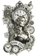 Honeycomb pattern Sexy woman Money Clock the word Thomas tattoo design idea