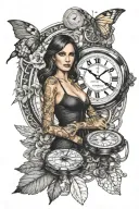 Honeycomb pattern Sexy woman Money Clock the word Thomas tattoo design idea