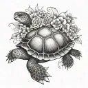turtle with shell made of flowers tattoo design idea